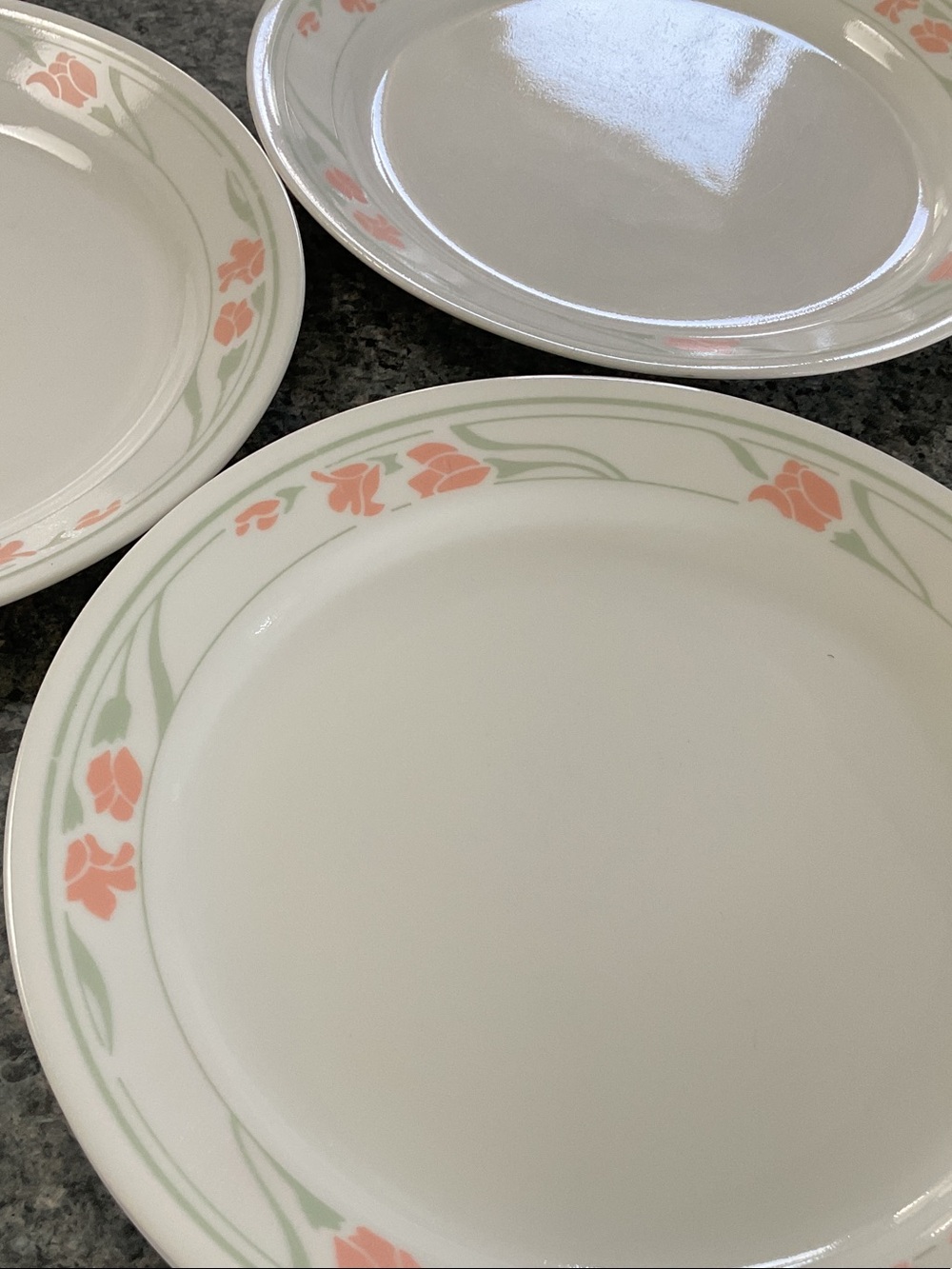 Corelle 5 Peach Garland dinner plates 1980s